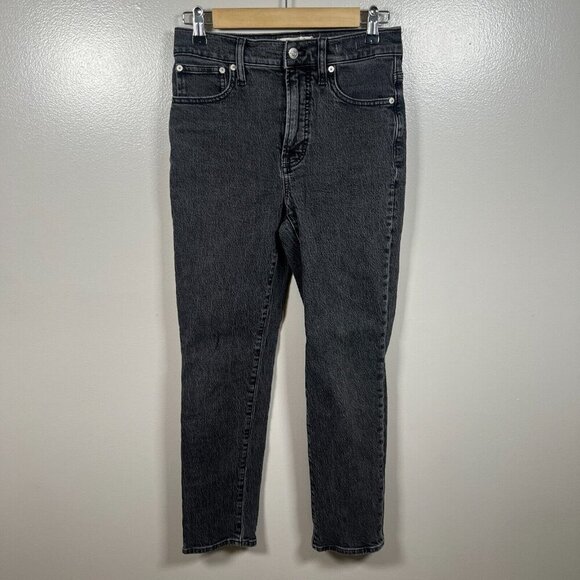 Madewell Perfect Vintage Jeans Size 25 Black Lunar Wash High Rise Straight Leg - Picture 1 of 12